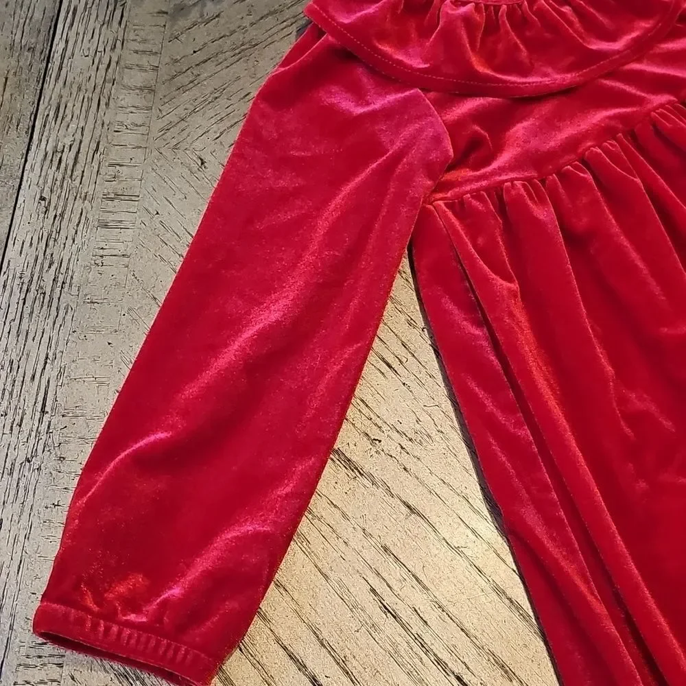 4T red long sleeve velvet dress Mud Pie